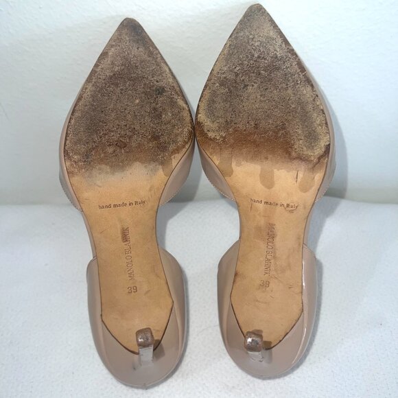 Manolo Blahnik Nude Patent Leather Heels - Picture 7 of 11